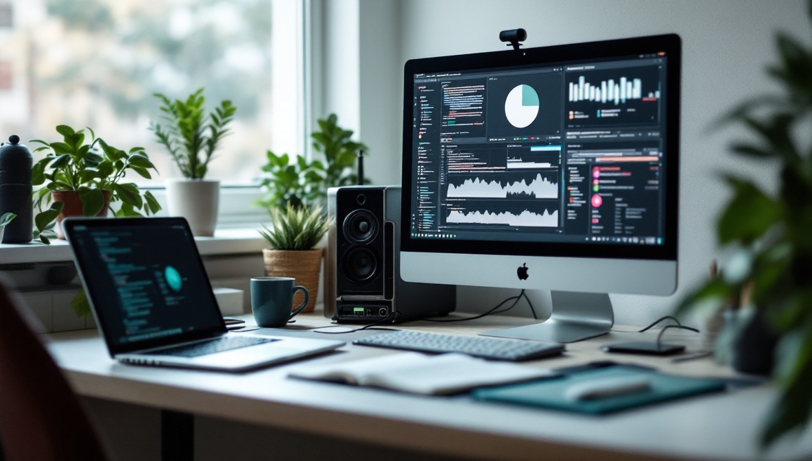 Website operations desk in a professional office